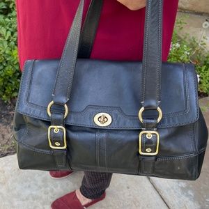 Vintage Coach Hampton Black Leather Purse